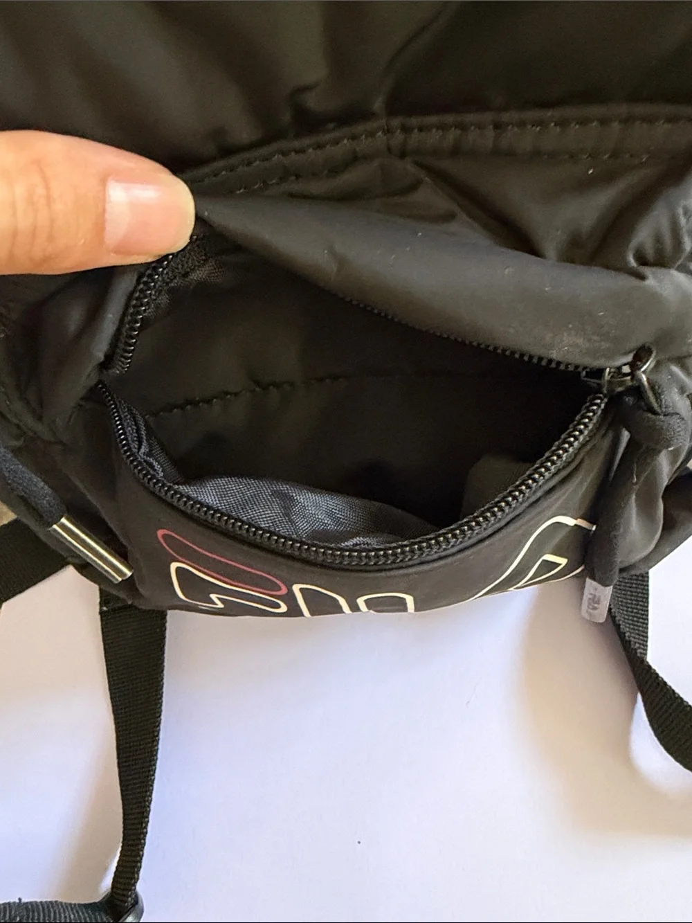 FILA Black Padded Crossbody Sling Bag with Logo
